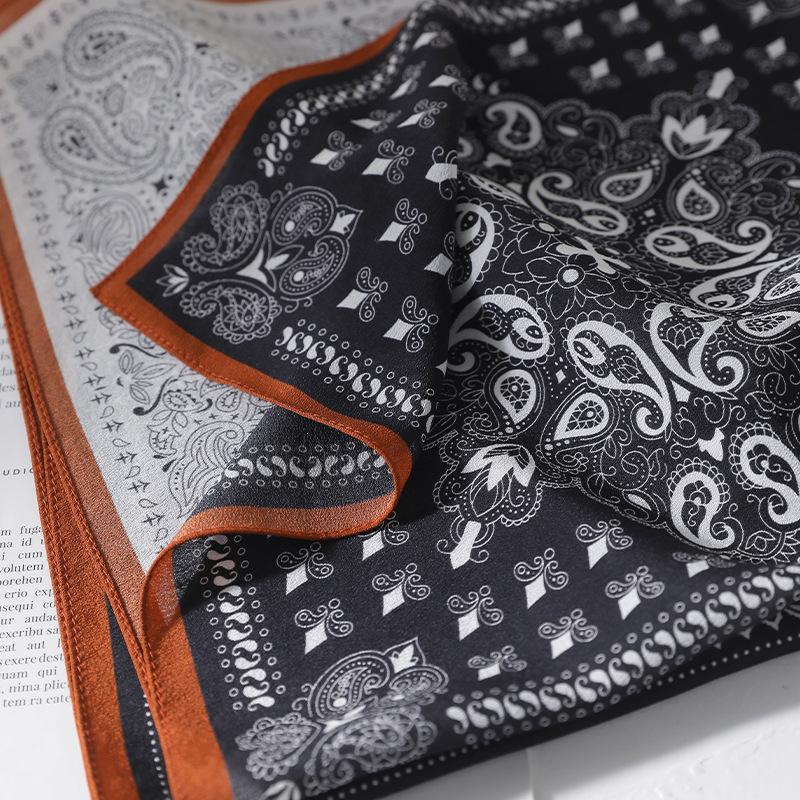 Hangzhou silk old money wind cashew flower 100% mulberry silk scarf square scarf spring and autumn versatile silk double crepe silk scarf