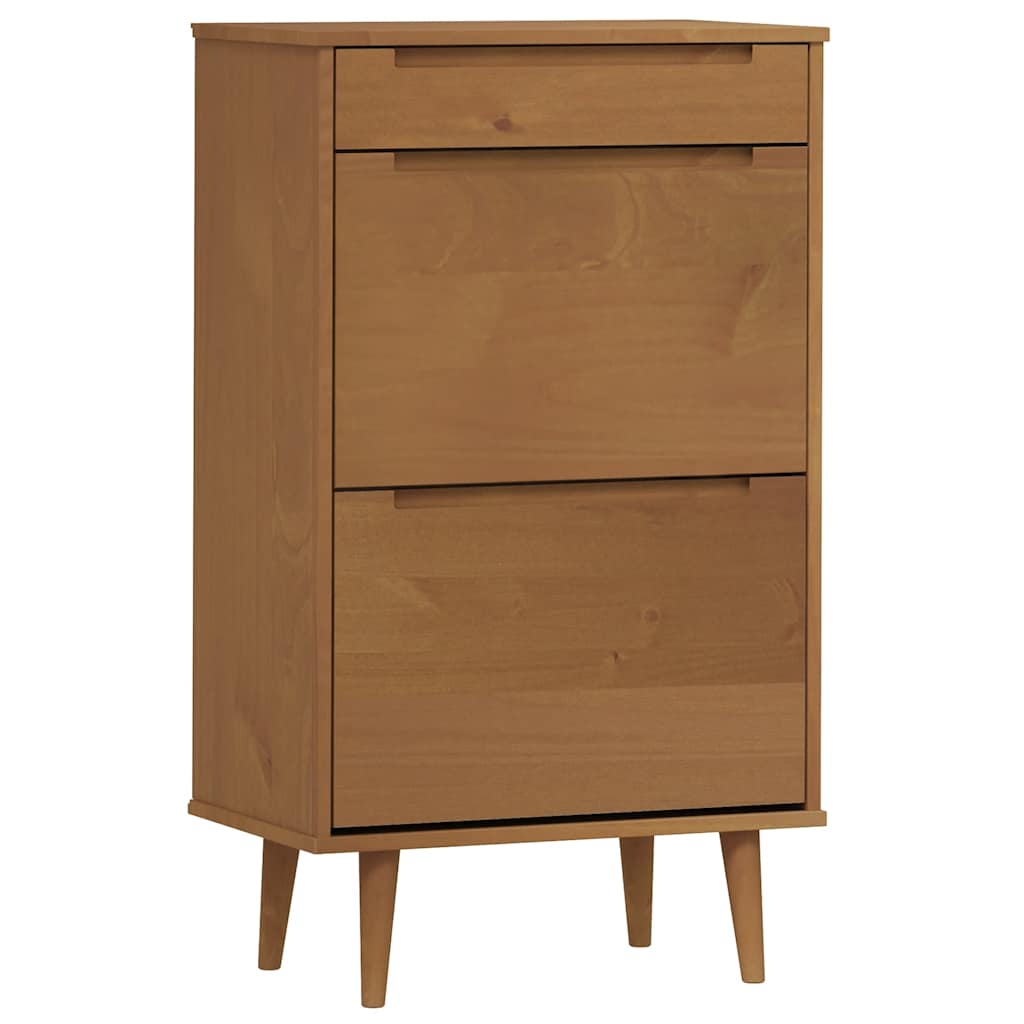 Shoe Cabinet MOLDE Brown 59.5 x 35 x 103 cm Solid Pine Wood