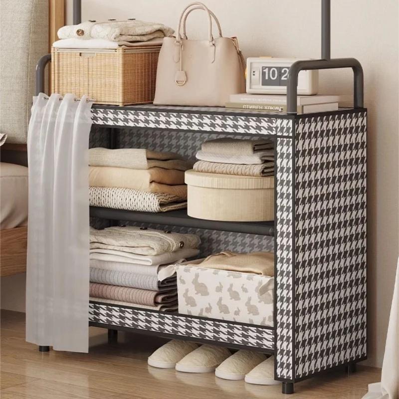 Indoor Thickened Clothes Hanger Rack Floor-standing Closet with Dust-proof for Home Small Apartment Clothing Storage Shelf