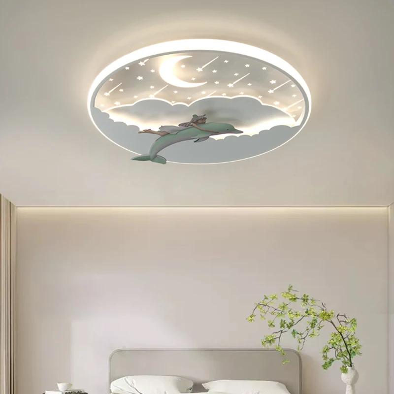 Nordic Children's Room Ceiling Light Dolphin Creative LED Light Boys and Girls Bedroom Study Cute Indoor Lighting Ceiling Light