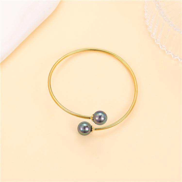 New Design Simple Stylish 18K Gold Colored Pearl Jewelry Adjustable Bracelet for Women