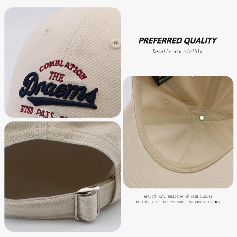 Soft Top Baseball Cap Children's Letter Embroidery Versatile Wide Brim Sun Hat Student Fashion Sports Cap
