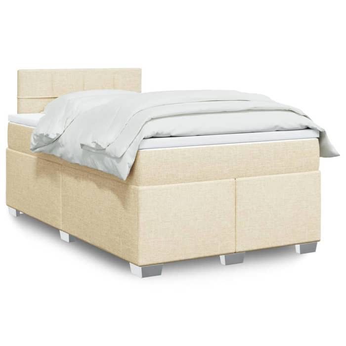 VidaXL Slat Bed Base with Mattress Cream 120x200 Cm Fabric 3288160