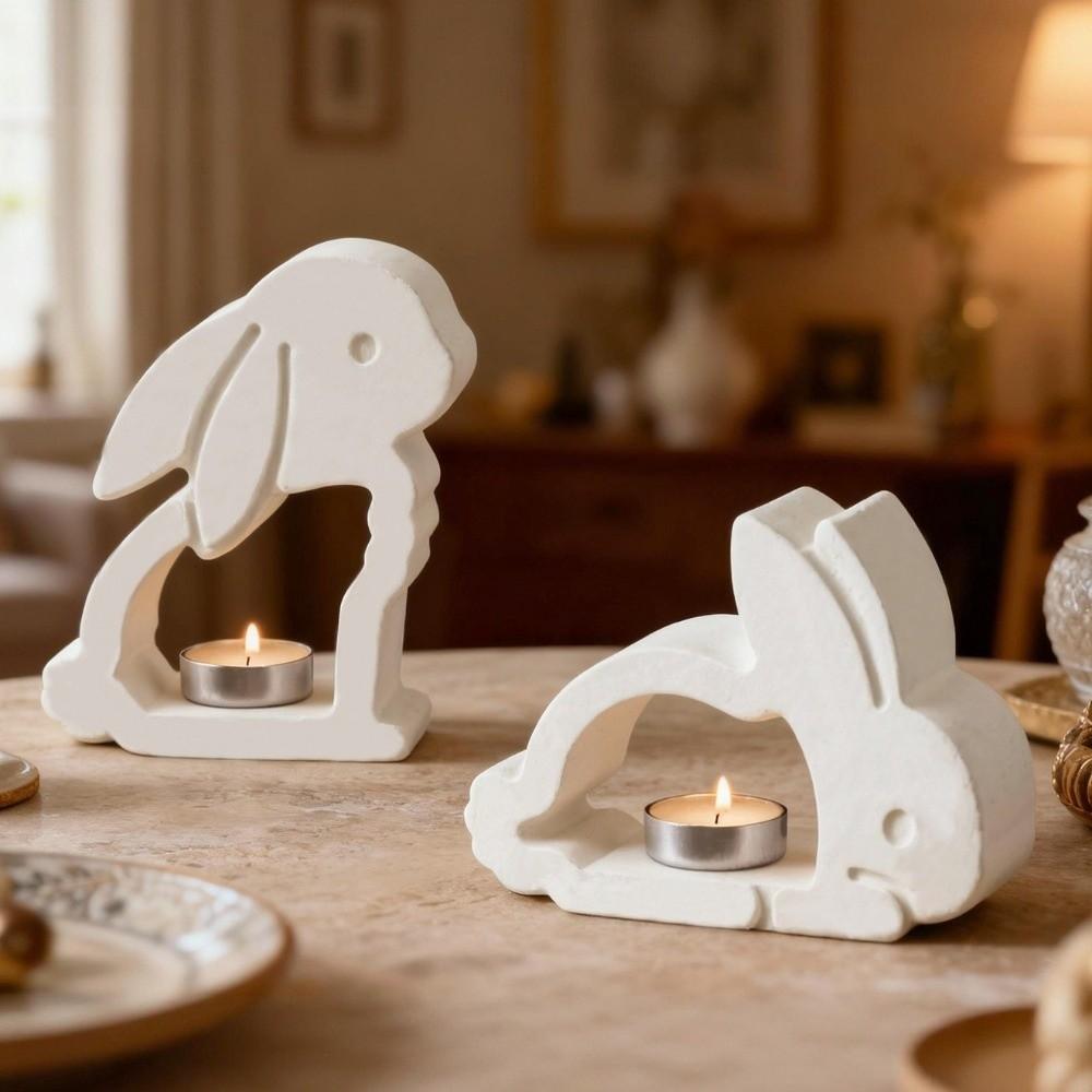 Heat-Resistant Candle Holder Mold Flexible Rabbit Ornament Mold Easter Bunny Mold  Festival Decor