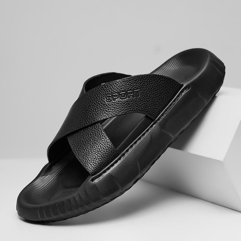Fashion Luxury Brand Genuine Leather Sandals Men Outdoor Antiskid Walking Slipper2025Male Summer Beach Soft Bottom Flat Designer Sandals