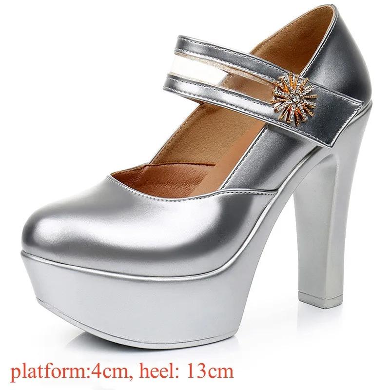 

Small Size 33-43 Elegant Silver Red White Wedding Shoes Women s Platform Pumps 2025 Shallow Block High Heels Shoes Office Model 33