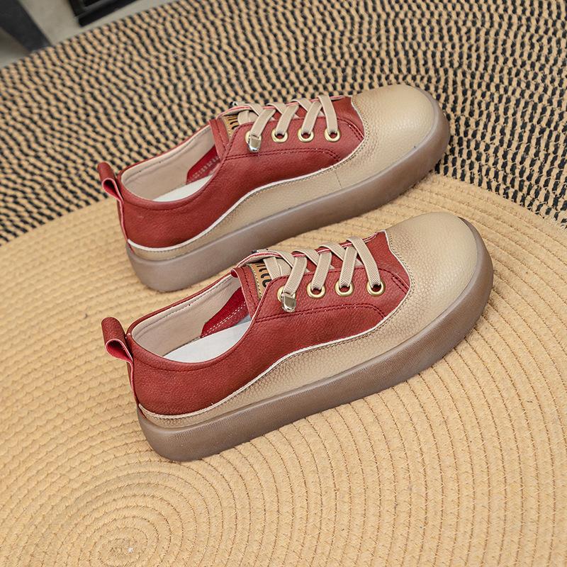 

Модные женские кроссовки GKTINOO 2025 Весна Новые лоферы из натуральной кожи Женская повседневная обувь на шнуровке Женская обувь для медсестер Большой размер 43