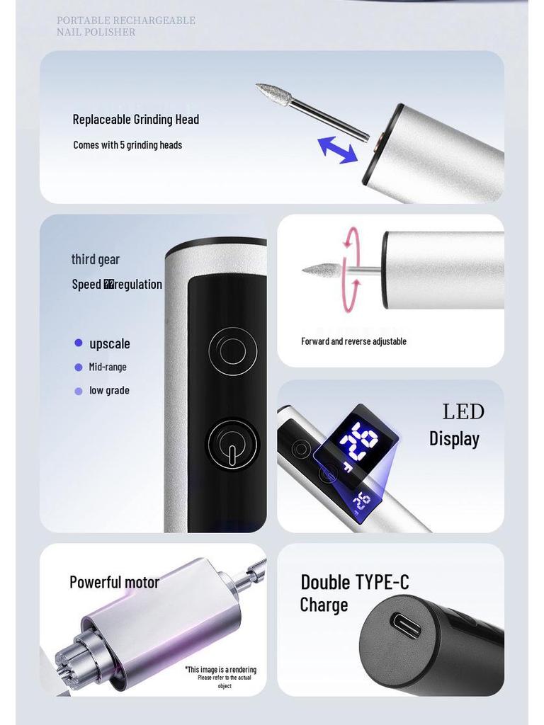 Rechargeable Electric Nail Grinder: Professional Manicure & Polishing Pen for Personal and Salon Use