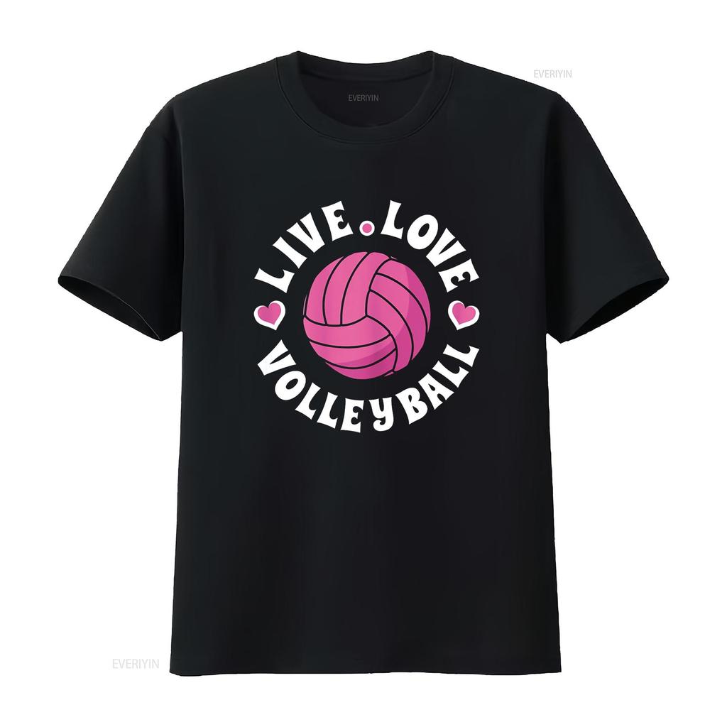 Live Love Volleyball T-Shirt für Damen Mädchen Fan vintage Gewaschen Atmungsaktiv Dehnbar Lässig Mode Leicht Stilvoll