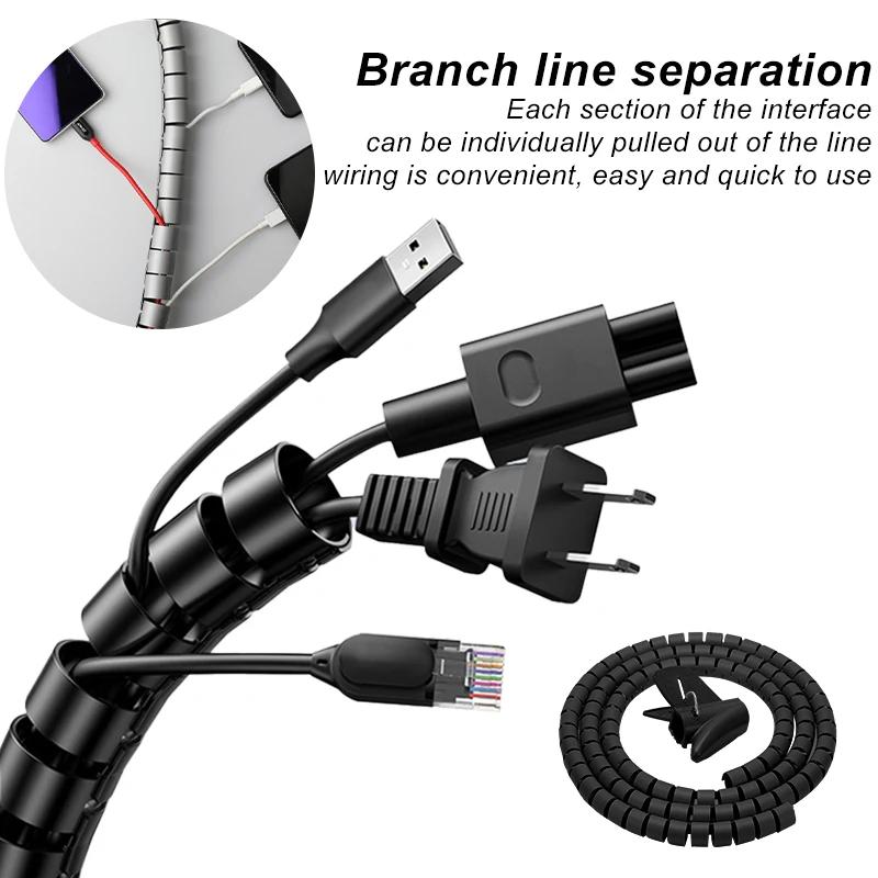 1PC 3meters Cable Wire Protector Cable Organizer Management Pipe Flexible Wire Wrap Line Coiled Tube Office Cord Sleeve Cover