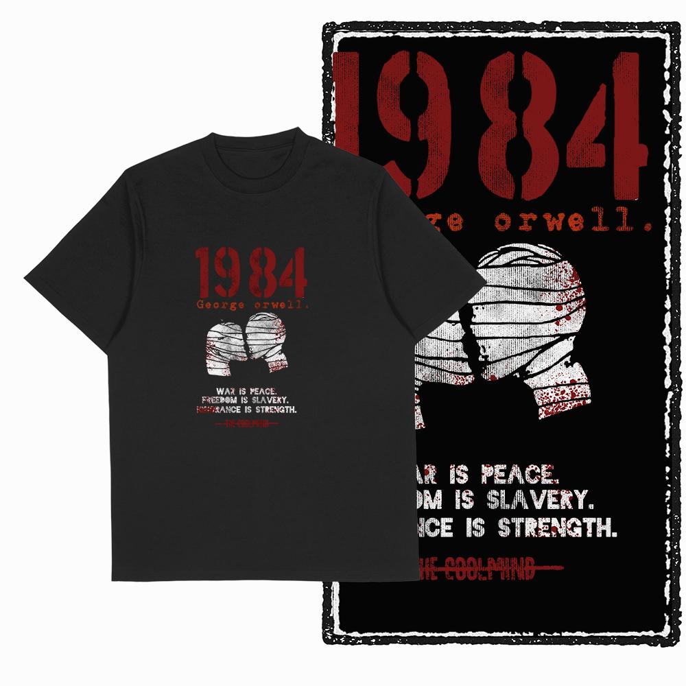 Coolmind X0019 Bavlna velká velikost potisk 1984 Exkluzivní grafické pánské tričko volné s kulatým výstřihem pánské tričko ležérní tričko pro muže trička