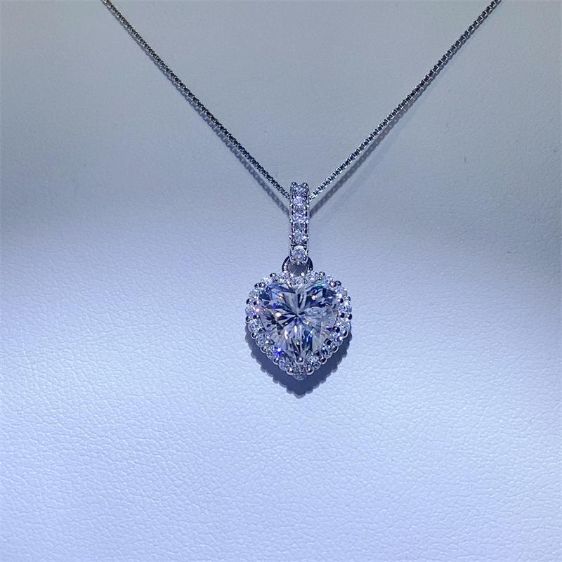2 Carat Heart-Shaped Moissanite Pendant Necklace in D Color for Women