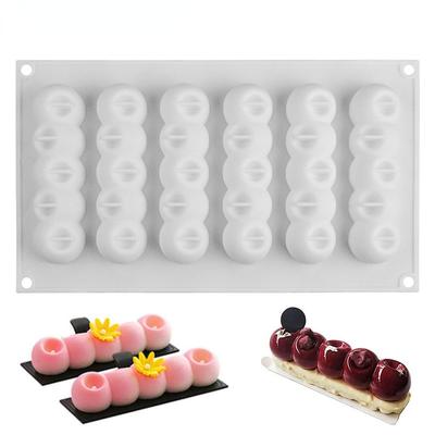 6 Reihen konkave Kugel lange streifenförmige Silikon-Mousse-Kuchenform 3D-Backwerkzeuge Dessert-Dekoration Backformen YSX