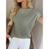 Summer New Women's Round Neck Pullover Two-color Knitted Short-sleeved Top