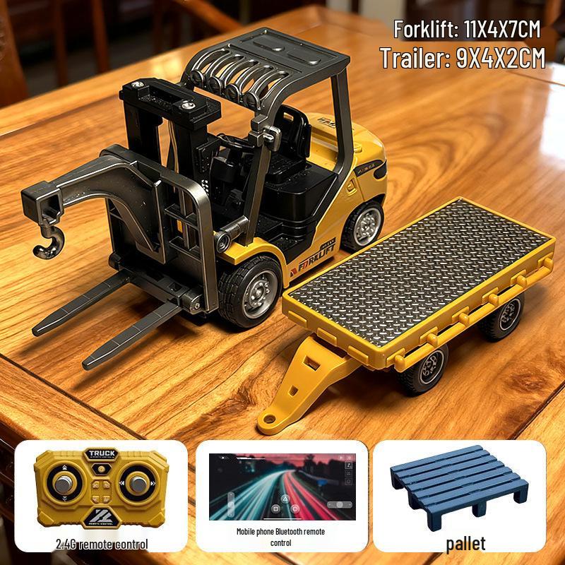 Bluetooth Remote Control Alloy Forklift Model: 1:64 Liftable Toy Truck for Boys