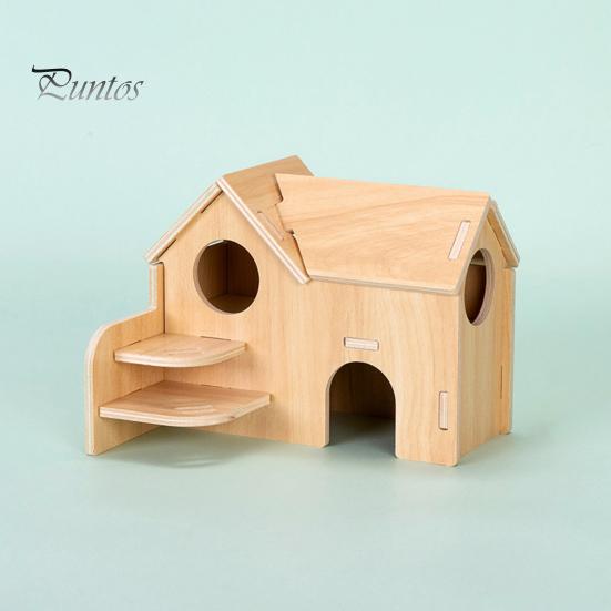 Hamster Platform Villa Double Layer Harmless Pet Toy Solid Wood Dwarf Hamsters House Climbing Play Hut Chews for Home