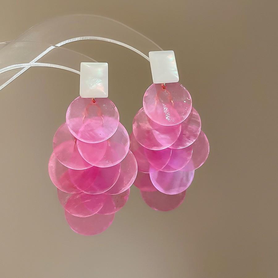 Silver needle chiffon flower fringed stud earrings sweet Mori dopamine earrings niche trend versatile earrings fashion women