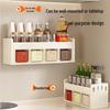 Wall-Mounted Cream Style Spice Rack with Seasoning Jars & Utensil Storage