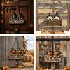 Handmade Retro Wood Craft Halloween Wooden Welcome Hanging Sign, Vintage Farmhouse Door Hanger with Skeleton Pumpkin Rustic Holiday Sign Ghost,