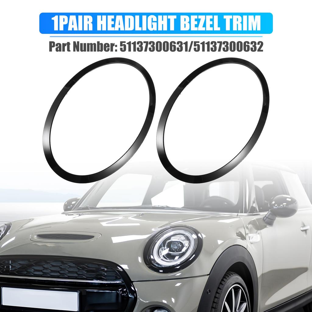 X AUTOHAUX Headlight Rings and Taillight Surround Trims for MINI Cooper F57 Part and 51137300632 F55, F56, (2014-2019, 2020-2021) - Numbers
