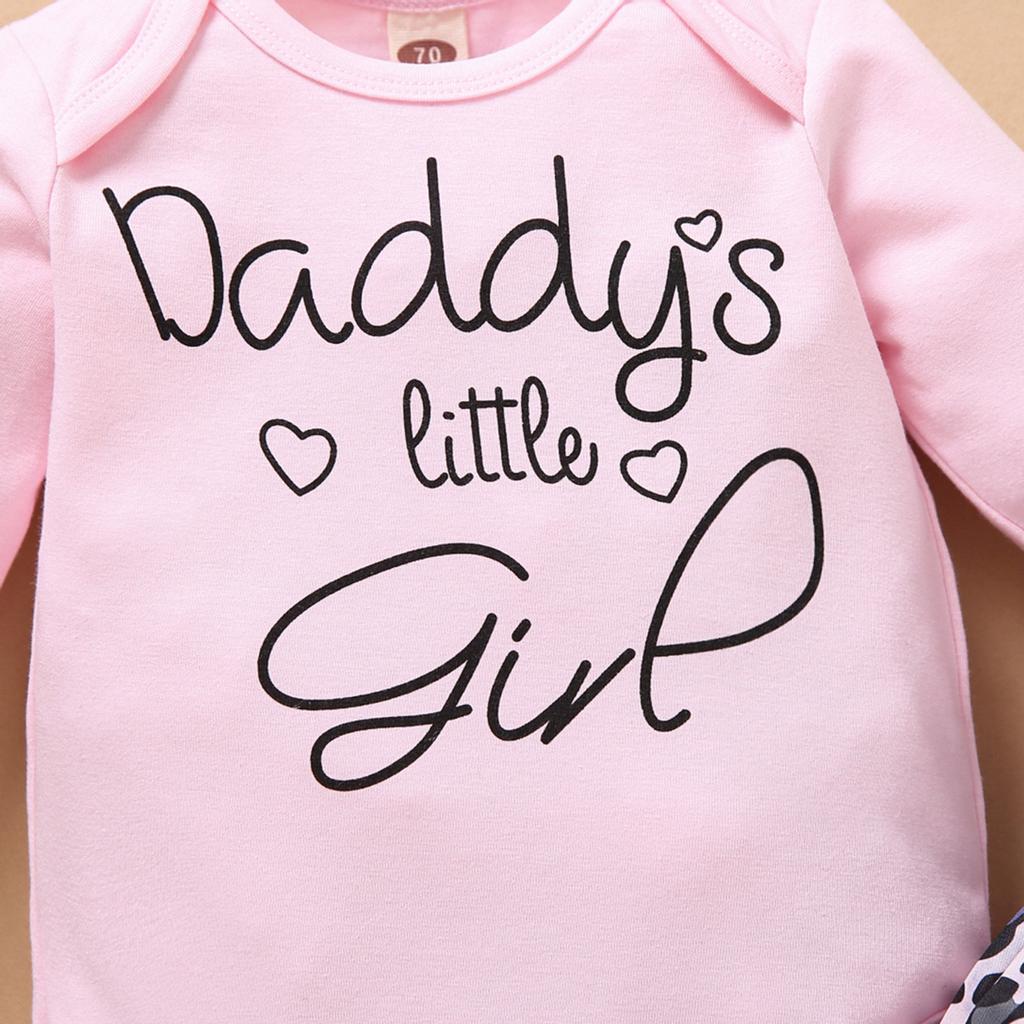 Newborn Infant  Valentine Print Romper Bodysuit+Leopard Print Pants Set