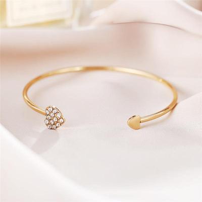 Einfache Gold Silber Farbe Kristall Herz Hand Armband Metall Legierung Armbänder für Frauen Mädchen Schmuck