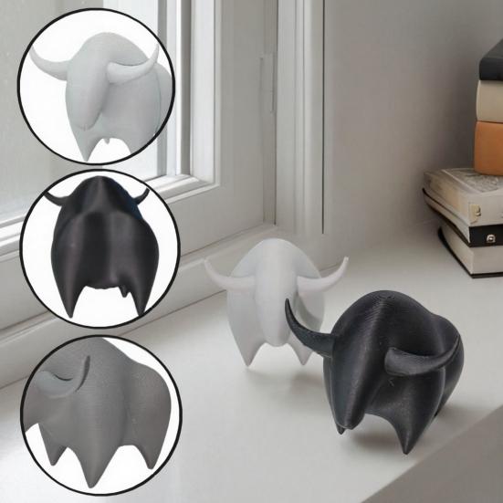 3D Printed Bull Figurine, Mini Bull Animal Statue, Collectible Desktop Ornament for Shelf, Home, Office, Desk Decor