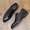 Retro Britischer Stil, Herren Spitzschuh Businesskleid Lederschuhe, neue Schnürschuhe Brock Blume Herrenschuhe trendige Herren