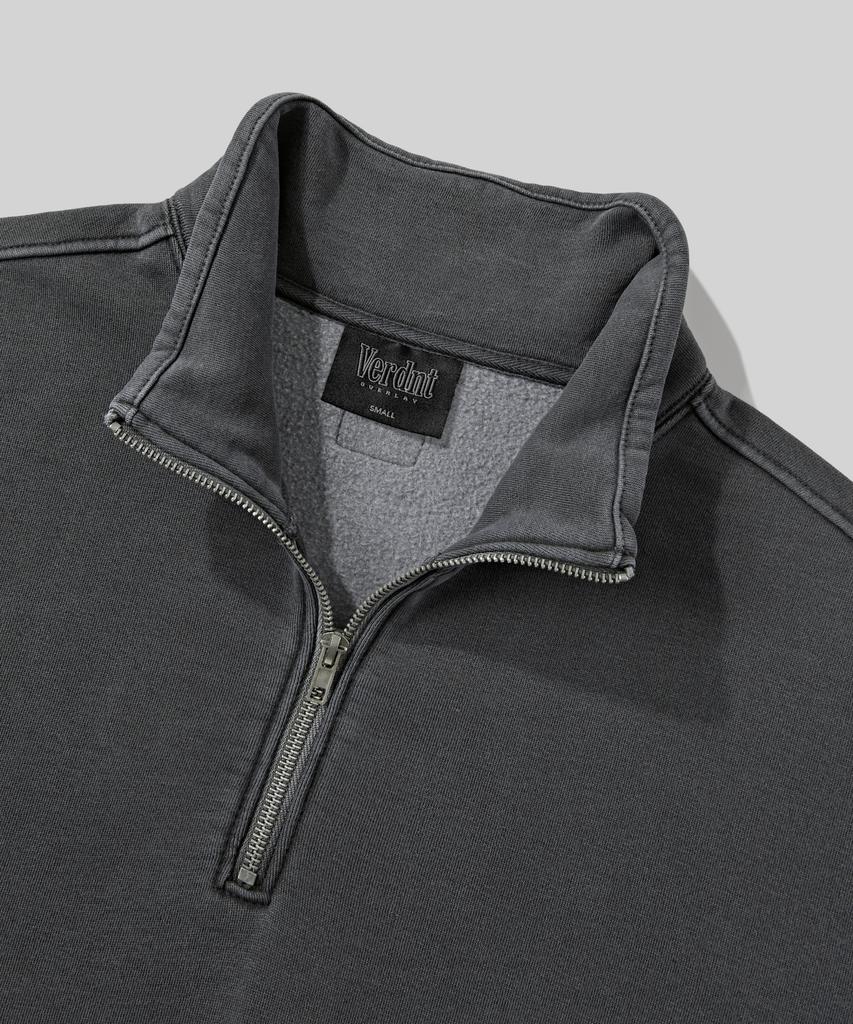 Beodeonteu Garment-Dyed Half Zip Fleece Sweatshirt [Charcoal]
