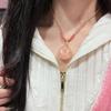 Xinjiang Peach Blossom Golden Silk Jade Pendant Necklace with Pink Jade Buddha Charm