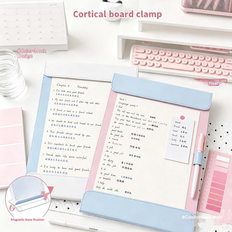 1Pcs A4 Pu Leather Clipboard With Magnetic Closure Wear Resistant Surface Perfect For Students Study Office Daily Note Taking