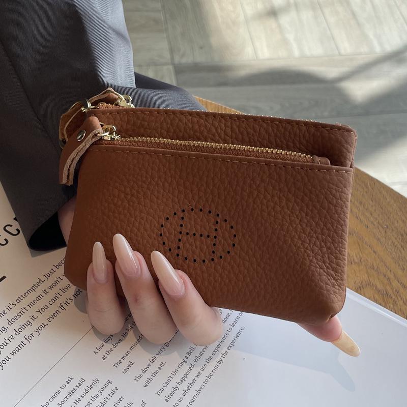 2025 Women's Genuine Leather Coin Purse: Exquisite High-End Compact Wallet with Zipper