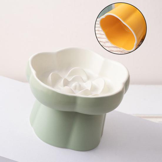 Ceramic Slow Feeder Pet Bowl Dogs Cats Anti-Choking Slow Eating Food Bowl Elevated