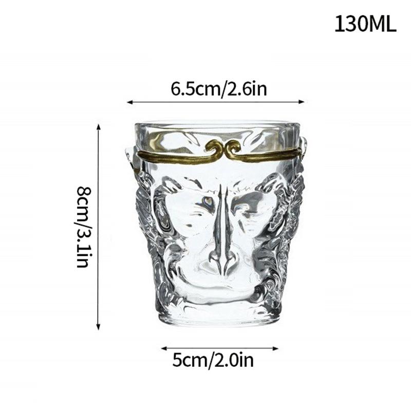 130ml Wukong Glass Cup Transparent Tea Cup Creative Monkey Face Drinking Glasses Coffee Mug Milk Juice Cold Drink Cups Drinkware