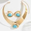 Black/Blue/Rose Pink Necklace Earrings Set Exaggerated Jewelry Accessories  Daily Wear