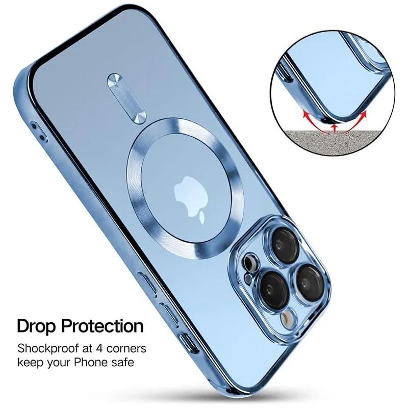 Transparente Magnetische Hülle Für iphone 17 Pro 16 15 14 13 12 11 Pro Max Plus Linsenschutz Für Magsafe Kabelloses Laden Hülle