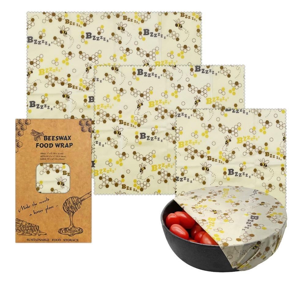 3pcs/Set Reusable Beeswax Wrap Paper Natural Food Wrapping Paper Fresh Keeping Cloth  Sandwich