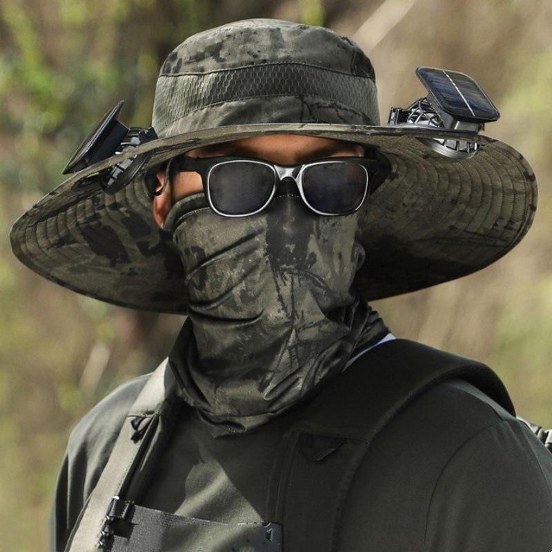 

Solar Powered Cooling Fan Fishing Hat Outdoor Sports Cap for Sun Protection камуфляж зелений колір