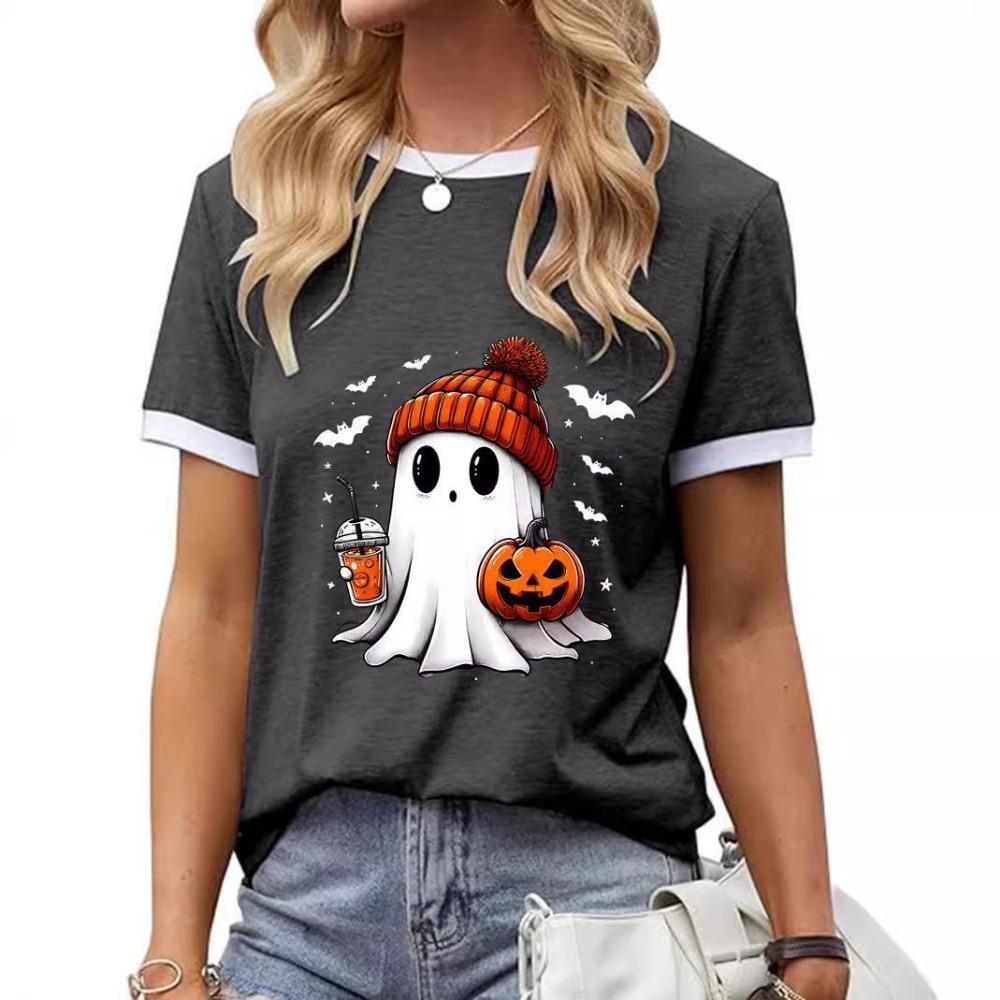 Cross-Border Holiday Short-Sleeved Shirt for Christmas & Halloween - Europe & America Style