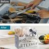 Rustic Wood Kitchenware Rack - Three Cutlery Boxes, Countertops and Wall Mounted Storage for Cooking, Eating and Baking Tools
