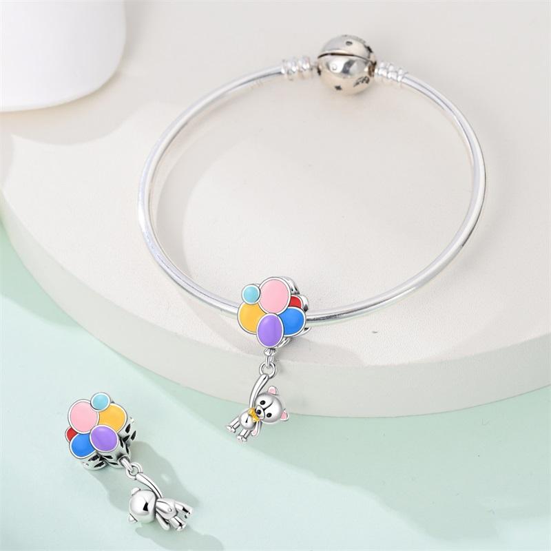New Copper Colorful Balloon Bear Air Balloon Card Charm Beads Fit Brand Original Bracelet Diy Fine Jewelry Gift
