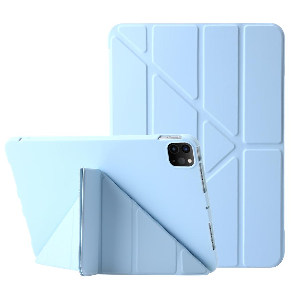 For iPad Pro 11 (2024) Case Origami Stand PU Leather+Silicone Cover with Auto Sleep/Wake
