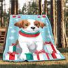 1pc Christmas dog Outdoor Flannel Blanket , Machine Washable Perfect Gift for Birthday , Holiday Travel Accessory , Durable Material