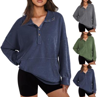 Women's Sweatshirt Long Sleeve Button Down Shirts Loose Lightweight Pullover Tops