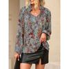 American Acelitt Thin Floral Print Long Sleeve Pullover Shirts Women Summer Loose Casual V-neck Top Women