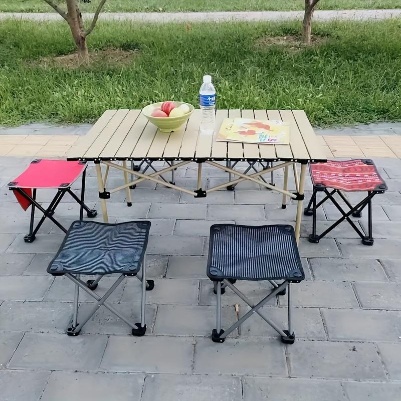 1Pc Outdoor Camping Folding Stool, Portable Folding Chair With Storage Bag And Side Pocket, Metal Frame, Quick Setup, Lightweight Design, Suitable