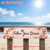 1pc Follow Your Dream 2D Flat Tin Sign, Pink Floral Bee Inspirational Rustic Metal Wall Decor, 15.75x3.94in