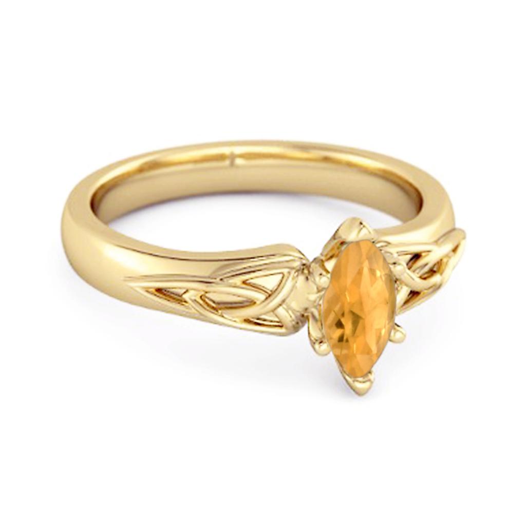 Celtic Citrine Ring 925 Sterling Silver Gold Vermeil Trinity Knot Band Ring