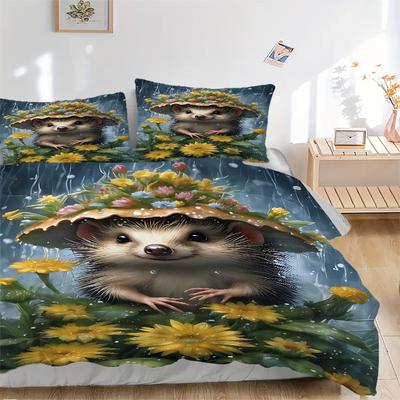 3pcs Anime Hedgehog Bedding Set - Includes One Quilt Cover and Two Pillowcases (No Core) - Festive Gift for Bedroom Decor - Polyester Fabric