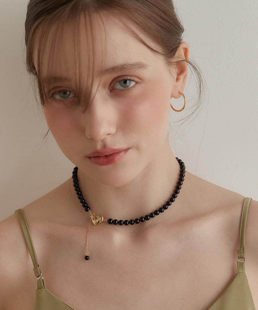 Tatiana Black Cupid Heart Toggle Necklace Nz2133
